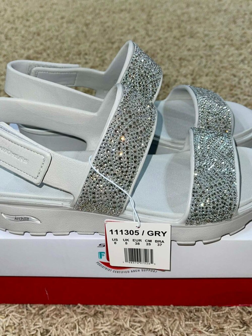 Skechers Women's Foamies Arch Fit Footsteps Elegance Platform Sandals, Size 8